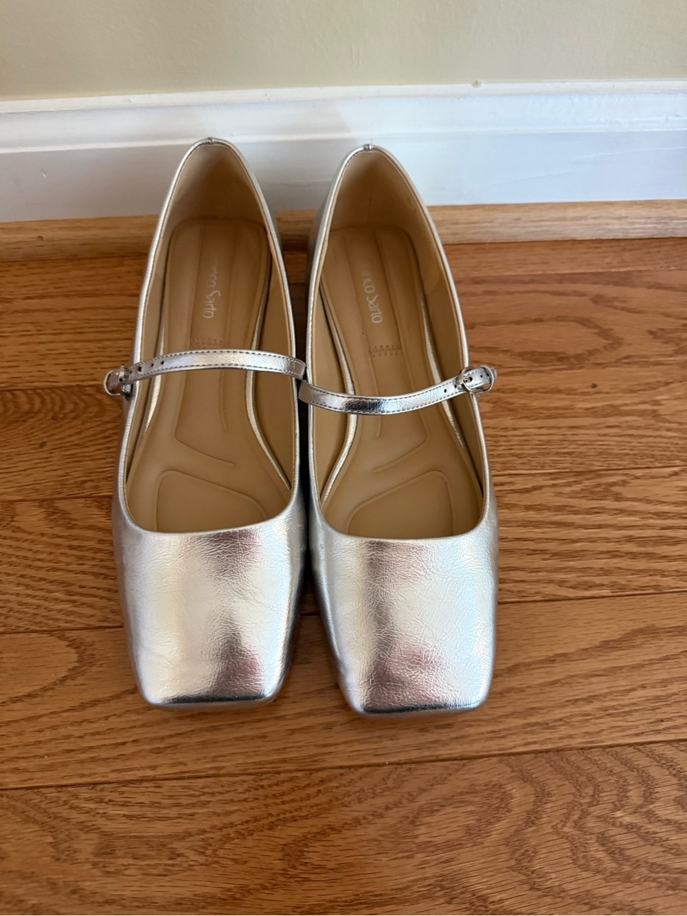 Franco Sarto Metallic Silver Mary Jane Flats